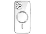 Custodia In Silicone Magsafe Apple Iphone 12 Pro Protezione Fotocamera Cornice Cromata Argento