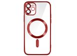 Custodia In Silicone Magsafe Apple Iphone 11 Protezione Fotocamera Cornice Cromata Rosso