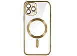 Custodia In Silicone Magsafe Apple Iphone 12 Pro Protezione Fotocamera Cornice Cromata Oro
