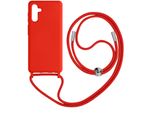 Avizar, Custodia Con Catena Per Galaxy A34 5G In Silicone Morbido Al Tatto, Rosso