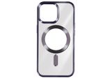 Custodia In Silicone Magsafe Per Iphone 15 Pro Max Protezione Fotocamera Cromo Surround Viola Scuro
