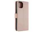 Custodia In Pelle Finta Con Funzione Stand Per Apple Iphone 15 - Oro Rosa