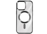 Custodia In Silicone Magsafe Apple Iphone 15 Pro Protezione Fotocamera Cromo Surround Nero
