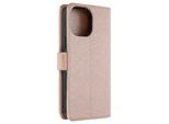 Custodia In Pelle Finta Con Funzione Stand Per Apple Iphone 15 Pro - Oro Rosa