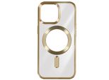 Custodia In Silicone Magsafe Apple Iphone 15 Pro Max Protezione Fotocamera Cornice Cromata Oro