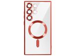 Avizar, Custodia In Silicone Magsafe Per Samsung S24 Ultra Con Cornice Cromata, Rosso