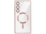 Avizar, Custodia In Silicone Magsafe Per Samsung S24 Ultra Con Cornice Cromata, Oro Rosa