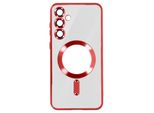 Avizar, Custodia In Silicone Magsafe Per Samsung S24 Plus Con Cornice Cromata, Rosso