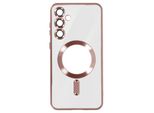 Avizar, Custodia Magsafe In Silicone Per Samsung S24 Plus Con Cornice Cromata, Oro Rosa