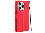 Mayaxess, Custodia A Portafoglio Apple Iphone 15 Pro Funzione Stand Con Cinturino, Rosso