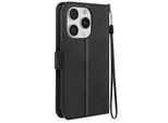Mayaxess, Custodia A Portafoglio Apple Iphone 15 Pro Funzione Stand Con Cinturino, Nero