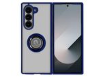 Avizar, Custodia Protettiva Per Samsung Galaxy Z Fold6 Supporto Video Ad Anello In Metallo, Blu Scuro