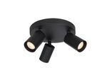 Plafoniera Nera Rotonda Ø22Cm Tre Faretti Mobili Per Soggiorno Cucina 3Xgu10 10W Nesto Italux