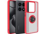 Avizar, Custodia Per Telefono Cellulare Per Xiaomi 14T Pro Anello In Metallo, Supporto Video, Rosso