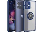 Avizar, Custodia Per Cellulare Per Motorola Moto G54 Anello In Metallo, Supporto Video, Blu Scuro