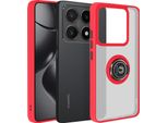 Avizar, Custodia Per Cellulare Per Xiaomi 14T Anello In Metallo, Supporto Video, Rosso