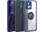 Avizar, Custodia Per Cellulare Per Motorola Moto G84 Anello In Metallo, Supporto Video, Blu Scuro