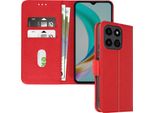 Avizar, Custodia In Ecopelle Con Funzione Di Supporto Per Honor X6B, Rosso