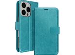 Mayaxess, Custodia A Portafoglio Apple Iphone 16 Pro Funzione Stand Con Cinturino A Mano, Blu Turchese