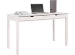 Schreibtisch INOSIGN Gava, weiß (weiß, weiß, weiß), B:140cm H:80cm T:60cm, Tische, Büroschreibtisch Holz-Schreibtische Schreibtisch, aus massiven Kiefernholz, mit praktischen Griffmulden, Breite 140 cm