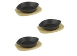 Teglia In Ghisa Ø 19 Cm Con Sottopentola In Legno 3 Pezzi In Un Set