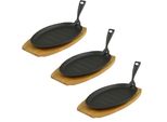 Padella Con Tagliere Ovale 27,5 X17,5 X 2 Cm In Ghisa 3 Pezzi In Un Set