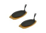 Padella Con Tagliere Ovale 27,5 X17,5 X 2 Cm In Ghisa 2 Pezzi In Un Set