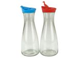 Decanter In Vetro Con Coperchio 1 Litro 2 Pezzi Blu/Rosso