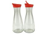 Caraffa In Vetro Con Coperchio 1 Litro 2 Pezzi Rosso/Rosso