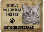 Vianmo Insegna Di Latta 30X40 Cm Britische Kurzhaar Katze