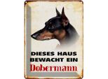 Vianmo Insegna Di Latta 40X30 Cm Hund Dieses Haus Bewacht Ein Dobermann