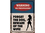 Vianmo Insegna In Legno 40X30 Cm Warning No Trespassing Dog Wife
