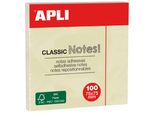 Apli 10975 Apli Haftnotizen "Classic Notes!"", 75 X 75 Mm, Gelb"