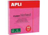 Apli 11898 Apli Haftnotizen "Funny Notes!"", 75 X 75 Mm, Neonpink"