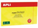 Apli 15002 Apli Haftnotizen "Funny Notes!"", 125 X 75 Mm, Neongelb"