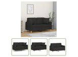 The Living Store Divano A 2 Posti Con Cuscini Decorativi Nero 120 Cm In Tessuto