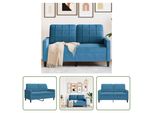 The Living Store Divano A 2 Posti In Velluto Blu 120 Cm