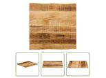 The Living Store Piano Del Tavolo Con Bordo Ad Albero 40X40X3,8 Cm Legno Massiccio Di Mango Grezzo
