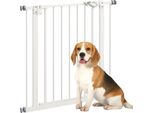 Cancelletto Di Sicurezza Per Cani Pawhut, Cancelletto A Barriera, 74-80 Cm, Cancelletto Di Sicurezza Per Scale Per Animali Domestici, Cancelletto Per Cani, Cancelletto Di Sicurezza Senza Trapano, Metallo, Plastica, Bianco