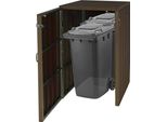 Cestino Xl 1/2 Wpc HWC-J28, Contenitore Per Rifiuti Di Qualità Superiore, Aspetto Legno Metallo, Espandibile ~ Marrone