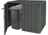 Cestino Xl A 2 Posti/4 Posti In Wpc HWC-J28, Contenitore Per Rifiuti Di Qualità Superiore, Aspetto Legno Metallo, Espandibile ~ Grigio