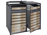 Xl 2 Posti/4 Posti HWC-J81, Contenitore Per Pattumiera, Metallo 59Kg Antracite ~ Oro