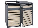 Xl 2 Posti/4 Posti HWC-J81, Cassonetto Per Rifiuti, Metallo 59Kg Antracite ~ Faggio Look Marrone Chiaro