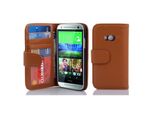 Cadorabo Custodia Per Htc One M8 Mini In Marrone Cover Posteriore Telefono Cellulare Protettiva Cover Libro Custodia Libretto Slot Per Schede