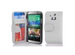 Cadorabo Custodia Per Htc One M8 In Bianco Cover Posteriore Cellulare Protettiva Cover Libro Custodia Libretto Slot Per Carte Di Credito