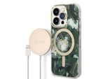 Zestaw Guess Gubpp14Xhjeacsa Custodia+ Caricatore Iphone 14 Pro Max 6,7 Zielony/Verde Custodia Rigida Jungle Magsafe