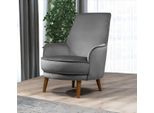 Poltrona Seduta Design Moderno Tappezzeria Soggiorno Posto Singolo Relax Stile Grigio Lusso