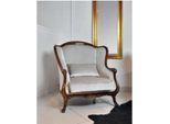 Poltrona Wing Chair Seduta Grigia Velluto Soggiorno Di Lusso Classico Legno Nuovo