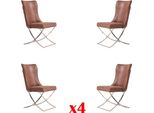 Set 4X Poltrona Sedia Da Pranzo In Acciaio Inox Tessuto Imbottitura Sedia Gastro Sala Da Pranzo
