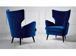 Poltrona Poltrona Wing Chair 1 Posto Sedile Tessuto Lusso Soggiorno Moderno Blu
